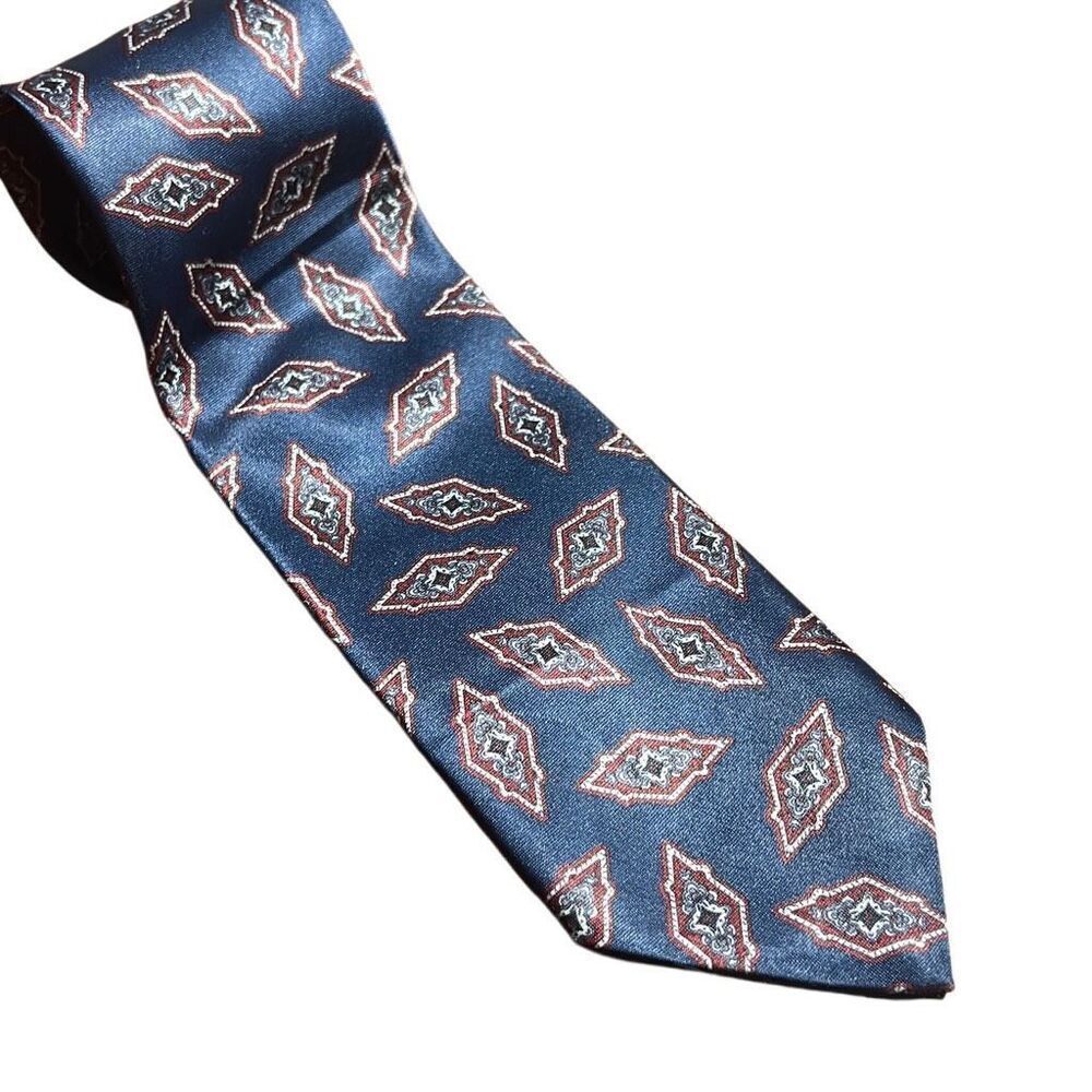 Paisley Tie‎ Blue Brown Geometric Necktie Business Formal Office
